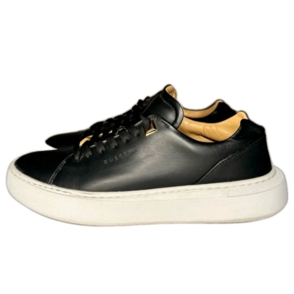 Buscemi Blk Italian Leather Wht Sole LowTop Sneakers EU 38/US Mens Sz 6 Wms 7.5 - Picture 3 of 16